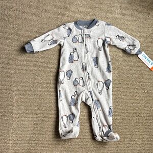 NWT Carters One Piece Penguin Jammie’s Sz 6 month: Dual Zipper